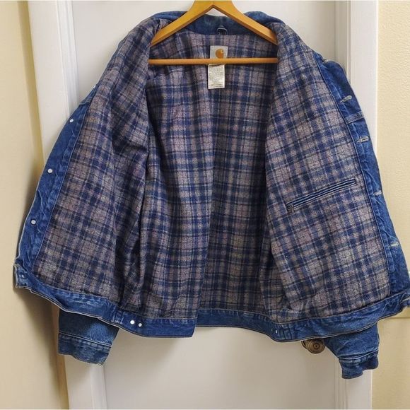🤩Rare Vintage carhartt blanket lined denim jacket size men's extra large - Picture 6 of 7